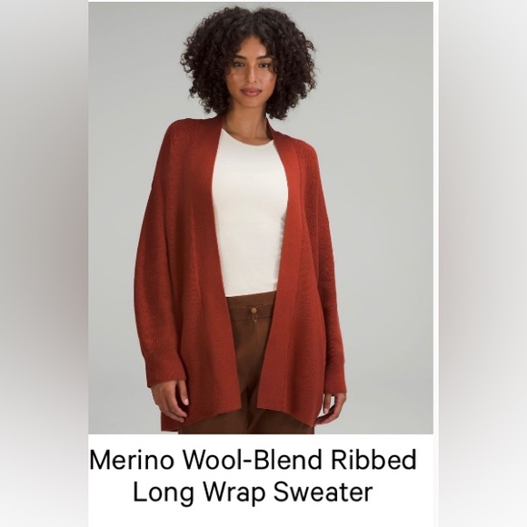 lululemon athletica Sweaters - Lululemon Merino Wool Blend Rib Long Wrap Sweater sz8